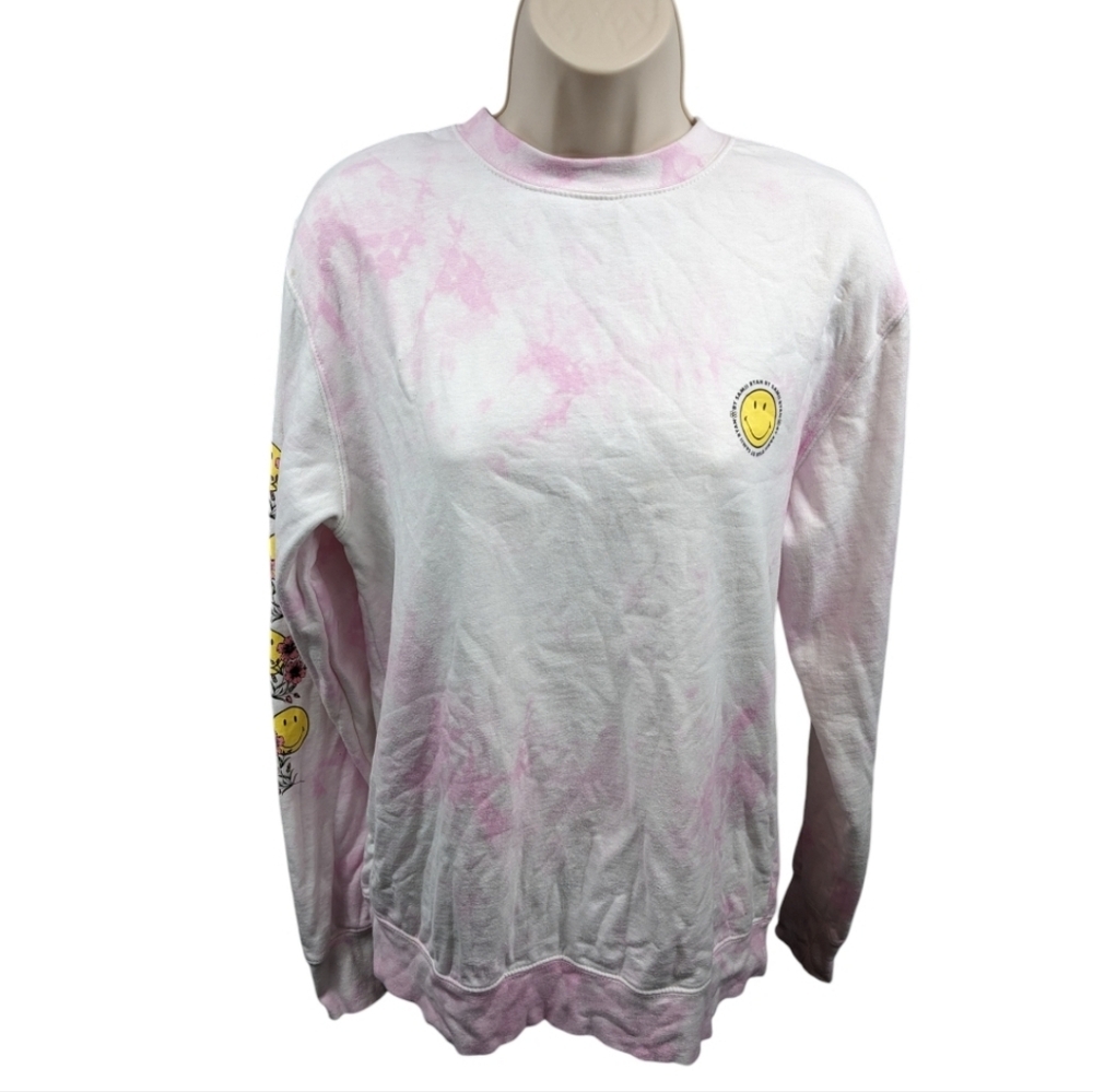 BSR Smiley Face Tie-Dye Long Sleeve Sweatshirt Sz S